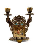 Judaica - Vintage Brutalistische messing Sabbat-kaarsen –, Antiek en Kunst