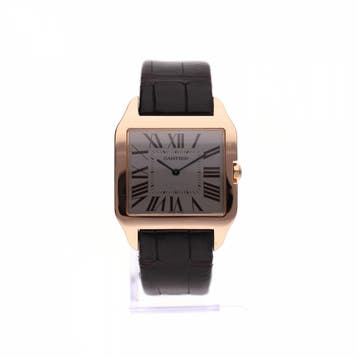Cartier Santos Dumont 2650 W2006951; 18ct. Rosé Gouden Ho.., Overige merken, Leer, Ophalen of Verzenden, Zo goed als nieuw