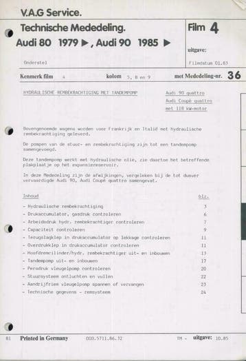 1983 Audi 80-90 Microfiche Technische Mededeling, Verzenden