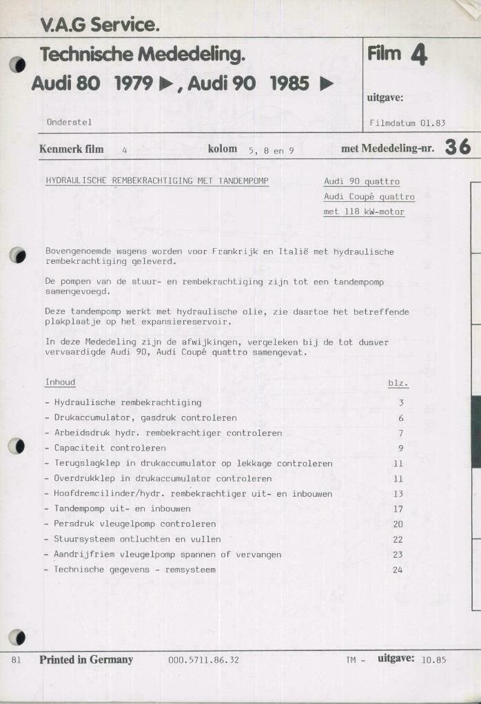 1983 Audi 80-90 Microfiche Technische Mededeling, Auto diversen, Handleidingen en Instructieboekjes, Verzenden