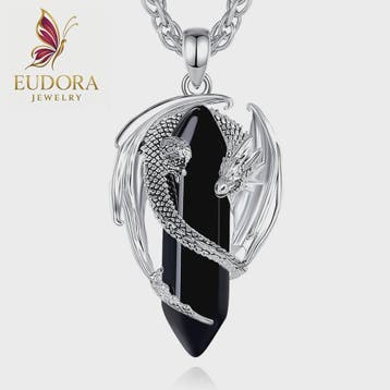 Obsidiaan Draak Ketting - Vintage Kristal Hanger met Spiritu, Verzenden, Nieuw