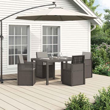 vidaXL Tuin eettafelset 5 st Lichtgrijs PP, Verzenden, Nieuw, Textileen, 5 zitplaatsen