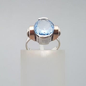 Zilver, Art Deco, Blauwe Spinel(Getest) - Ring