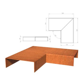 Cortenstaal u-profiel hoek 30x30x15,4x5cm, Overige materialen, Nieuw, Minder dan 25 cm, Border