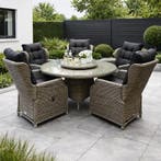Ibiza Riccione dining tuinset 150 cm rond 7-delig grijs, Tuin en Terras, Tuinsets en Loungesets, Ophalen of Verzenden, Nieuw, Wicker