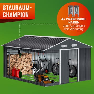 Tuinschuur Zwart Metaal 257x312x177,5 cm (Schuurtjes-Rekken), Verzenden, Nieuw