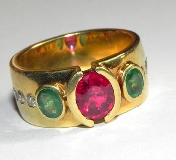 Ring - 18 karaat Geel goud Smaragd - Diamant, Sieraden, Tassen en Uiterlijk, Ringen, Nieuw