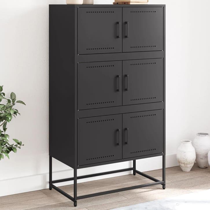 vidaXL Dressoir 68,5x38,5x123,5 cm staal zwart, Huis en Inrichting, Kasten | Dressoirs, 25 tot 50 cm, Nieuw, 50 tot 100 cm, Metaal
