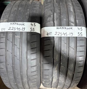 2x225-45-19 Hankook Zomer RFT 2x4.5mm €55 PerBand 225 45 19, Gebruikt, Band(en), Personenwagen, Ophalen