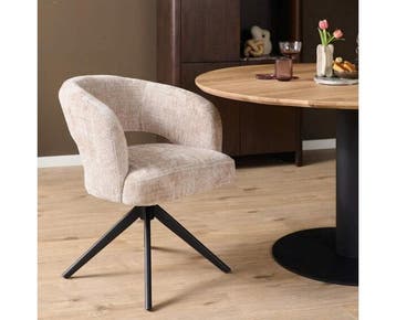 Eetkamerstoel Demi | Beige | Poot Black | Met armleuning, Ophalen of Verzenden, Nieuw