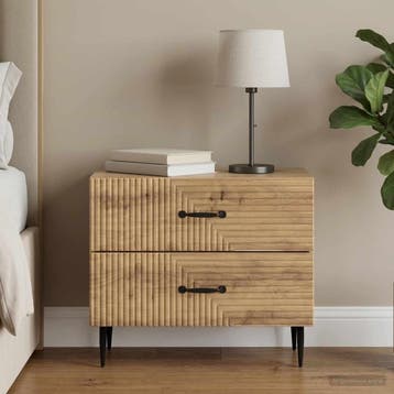 vidaXL Nachtkastje Artisanaal eiken 62 x 34,5 x 47,5 cm, Minder dan 45 cm, Verzenden, Nieuw, Minder dan 55 cm
