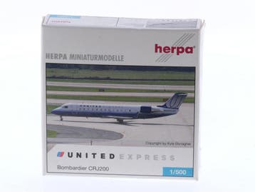 Schaal 1:500 Herpa 514439 United Express Bombardier CRJ20..., Ophalen of Verzenden, Zo goed als nieuw