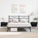 vidaXL Nachtkastje 2 pcs Zwart Eiken 46 x 30 x 30 cm Bewerkt, Huis en Inrichting, Slaapkamer | Nachtkastjes, Minder dan 45 cm