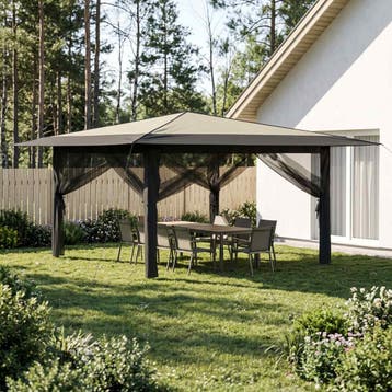 vidaXL Paviljoen met 4 Zijwanden 4 x 4 m Crème en Antraciet, Verzenden, Nieuw