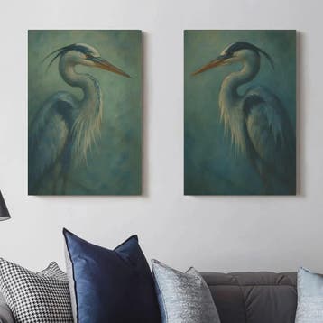 Japandi Poster Set: Roze Japanse Kraanvogels & Blauwe Reiger