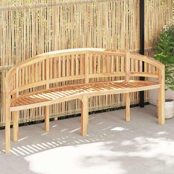 vidaXL Bankje banaanvormig 200 cm massief teakhout, Tuin en Terras, Verzenden, Nieuw, Hout