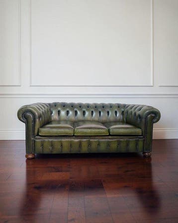 Chesterfield style - Sofa - club - Leder, Hout - Vintage