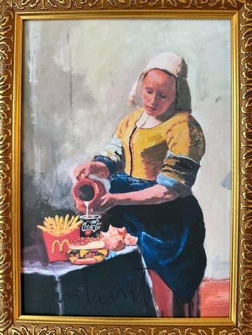 Peter Klashorst (1957) - Het melkmeisje McDonalds, Antiek en Kunst