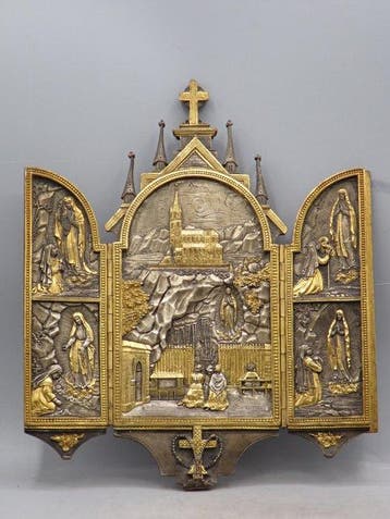 Drieluik - Verguld brons, Zilverbrons - 1850-1900 -