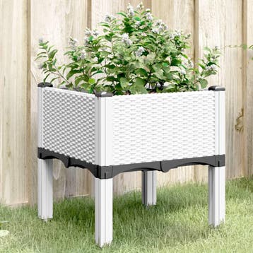 vidaXL Plantenbak met poten 40x40x42 cm polypropeen wit, Verzenden, Nieuw, Minder dan 60 cm, 30 tot 60 cm