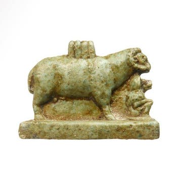 Oud-Egyptisch Faience Amulet van Khnum en Thoth