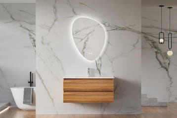Hangend wastafelmeubel eiken kleur 100cm met wasbak, Verzenden, Nieuw