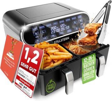 Dubbele Airfryer - XXL - Heteluchtfriteuse - 8L - 2400W - Zw, Verzenden, Zo goed als nieuw