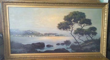 Alain Pigeyre (XX) - Coucher de soleil sur la baie de St, Antiek en Kunst