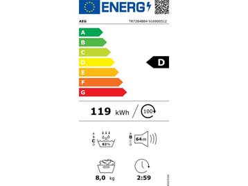 AEG TR7284BB4 - Warmtepomp Droger - SensiDry® - 8 kg, Verzenden, Zo goed als nieuw