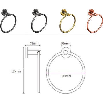 Handdoekring - Leoni Rimbo - 16cm - Rond - PVD - Geborsteld, Ophalen of Verzenden, Nieuw