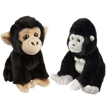 Apen knuffels set van 2 - pluche gorilla en chimpansee - 18, Verzenden, Nieuw