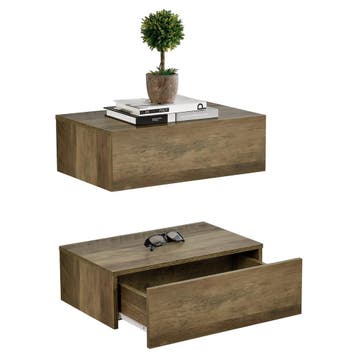 Wandplank met lade set van 2 zwevend 46x30x15 houtkleurig, Verzenden, Nieuw