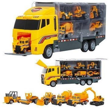Speelgoed vrachtwagen met heftruck, wals, bulldozer, cement, Ophalen of Verzenden, Nieuw