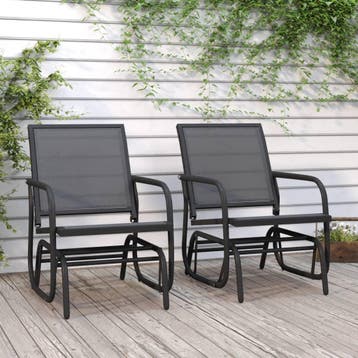 vidaXL Schuifstoelen voor tuin 2 st 61x76x87 cm textileen, Verzenden, Nieuw, Metaal