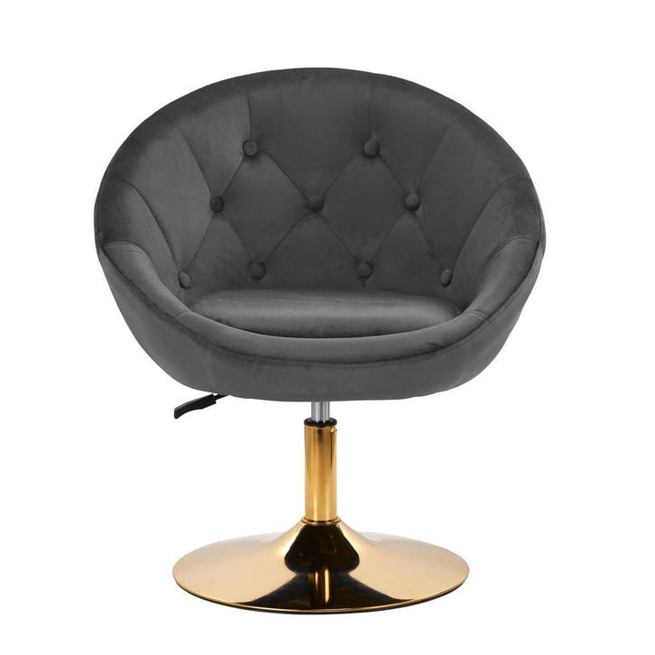 Luxe verstelbare draaistoel met fluweel - Voor kapper salon, Huis en Inrichting, Stoelen, Eén, Grijs, Nieuw, Metaal, Stof, Verzenden
