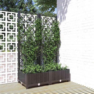 vidaXL Plantenbak met trellis zwart 80x40x121,5 cm PP, Verzenden, Nieuw, Minder dan 60 cm