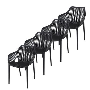 Garden Impressions Air XL design tuinstoel zwart 4 stuks, Verzenden, Nieuw