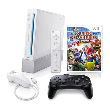Nintendo Wii Console - Wit + Super Smash Bros + Classic Cont, Spelcomputers en Games, Verzenden, Gebruikt