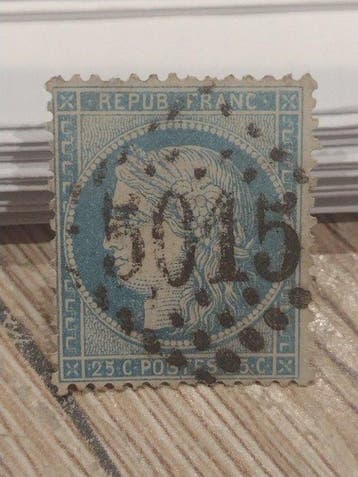 Frankrijk - Prachtige Cérès 25c blauw met getande rand,, Gestempeld