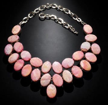 Zilver - Schelp - Zijdeglans - Halsketting, Verzamelen, Mineralen en Fossielen