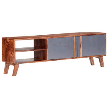 vidaXL Tv-meubel 140x30x45 cm massief hout grijs, Huis en Inrichting, Minder dan 50 cm, Verzenden, Nieuw, Minder dan 100 cm