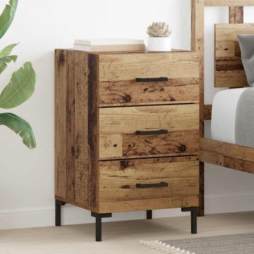 vidaXL Nachtkastje Oudhout 40 x 40 x 66 cm Bewerkt hout, Huis en Inrichting, Minder dan 45 cm, Verzenden, Nieuw, 55 tot 70 cm