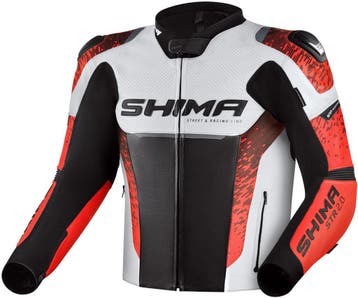 SHIMA STR 2.0 Zwart Wit Rood Leren Motorjas, Motoren, Nieuw met kaartje, Jas | leer, SHIMA, Heren