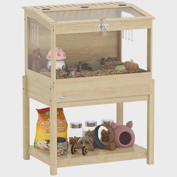 Ruime Houten Hamsterkooi met Opbergruimte en Veilige Deksel, Verzenden, Nieuw