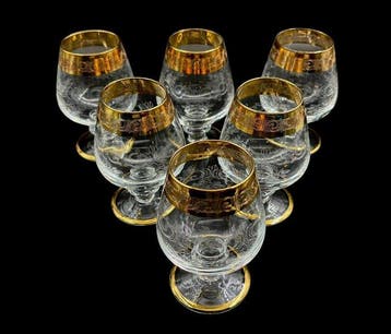 Drinkset (6) - Model Ballon van Cognac/Brandy – met de hand