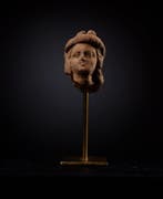 Oud-Griekenland terracotta vrouwelijke hoofd - 3.5 cm