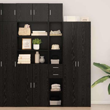 vidaXL Opbergkast 2 st Zwart Eiken 30 x 42,5 x 225 cm, Minder dan 50 cm, Nieuw, Overige houtsoorten, Verzenden
