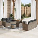 vidaXL Tuin Sofa Set 9 pcs Grijs poly rattan, Tuin en Terras, Verzenden, Nieuw, Rotan, Meer dan 8 zitplaatsen