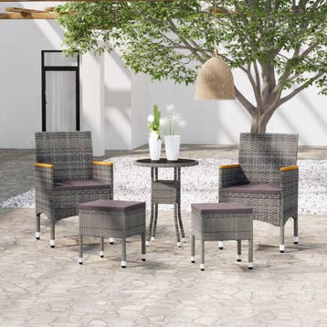 vidaXL 5-delige Loungeset poly rattan grijs, Verzenden, Nieuw, Loungeset