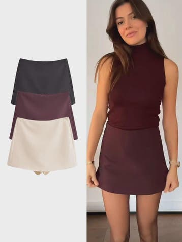 Dames Skort met Hoge Taille en Ritssluiting - Vintage Stijl, Verzenden, Nieuw
